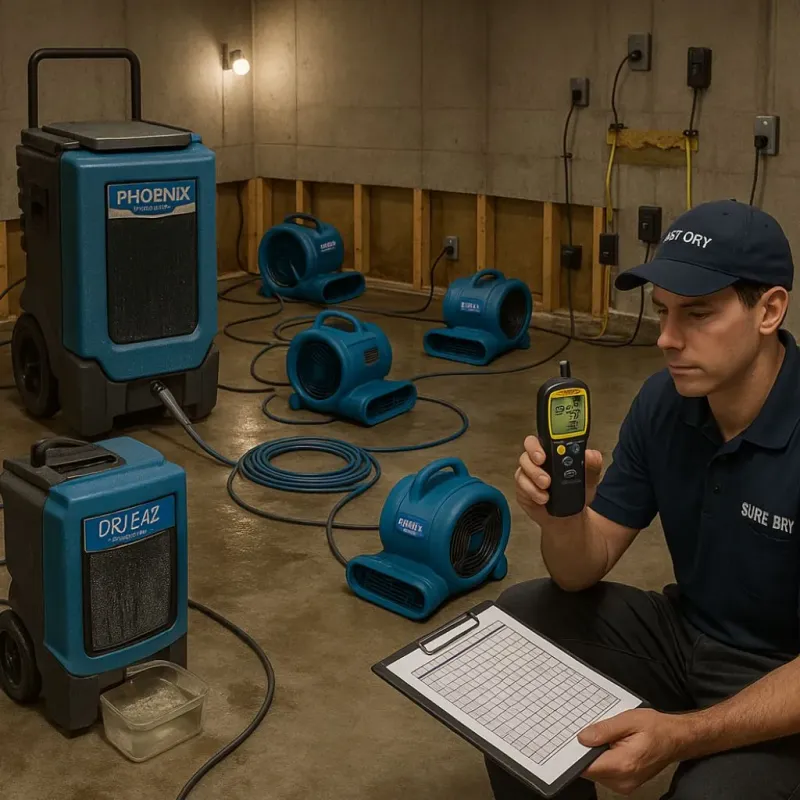 Structural Drying and Dehumidification process in La Harpe, IL